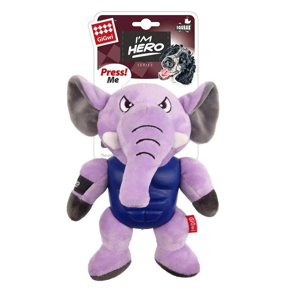 GiGwi IM Hero Plush Squeaker Toy for Dogs Elephant