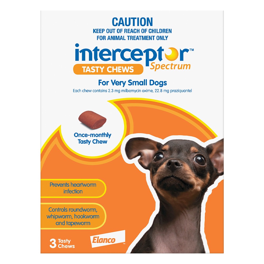 Interceptor Spectrum Tasty Chews For Very Small Dogs Up To 4Kg (Brown)