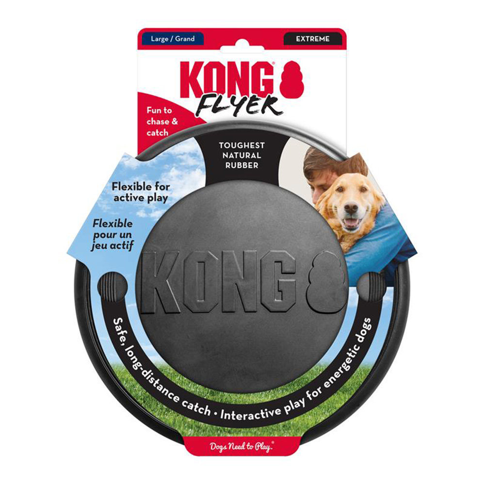 KONG Flyer Rubber Fetch Toy for Dogs Extreme Black