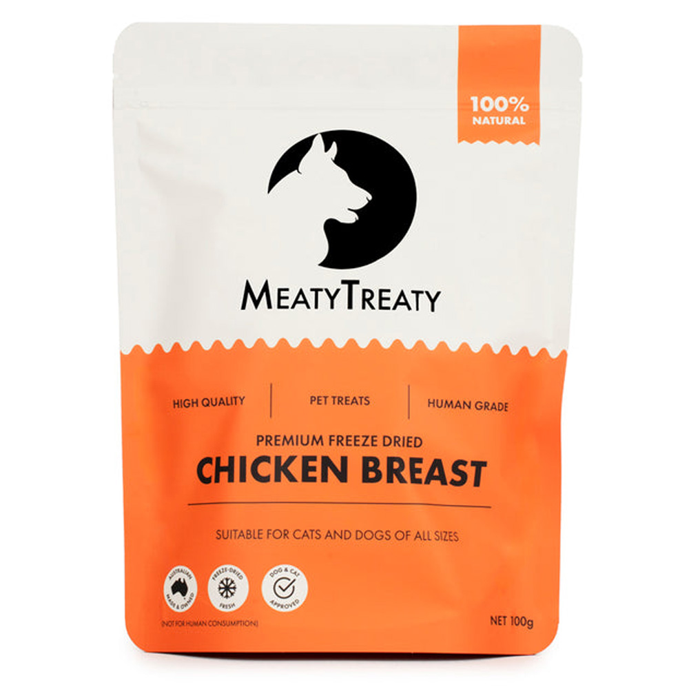 MeatyTreaty Premium Freeze Dried Chicken Breast for Cats and Dogs