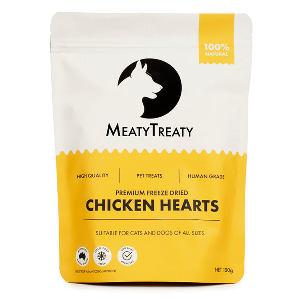 MeatyTreaty Premium Freeze Dried Chicken Hearts for Cats and Dogs