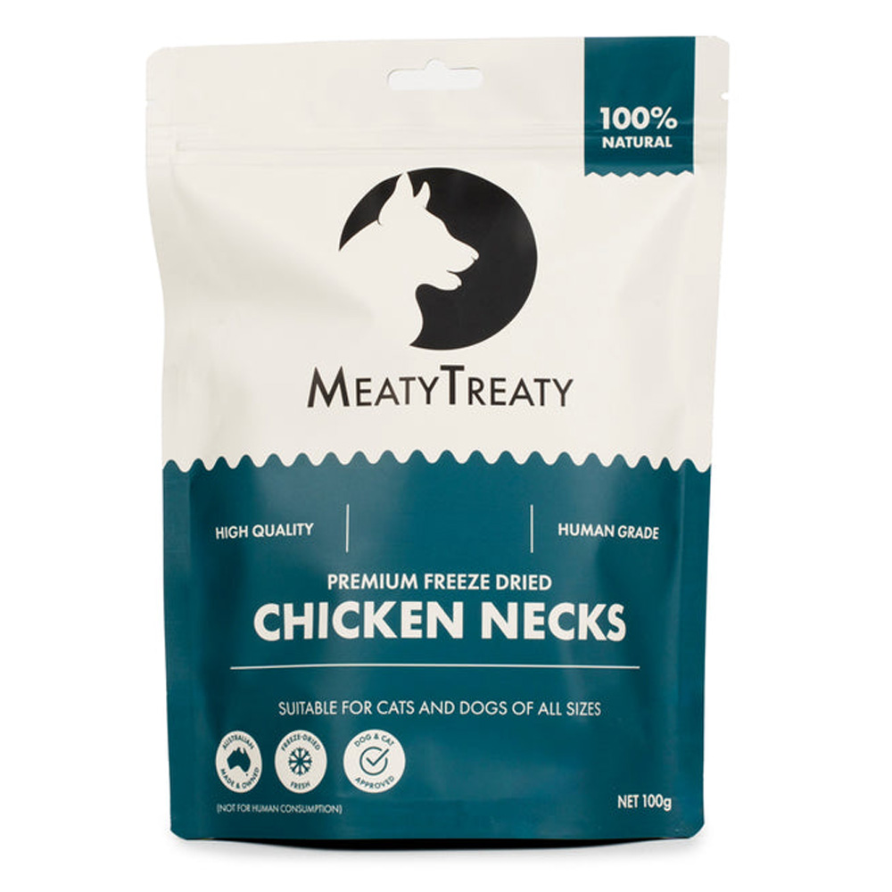MeatyTreaty Premium Freeze Dried Chicken Necks for Cats and Dogs
