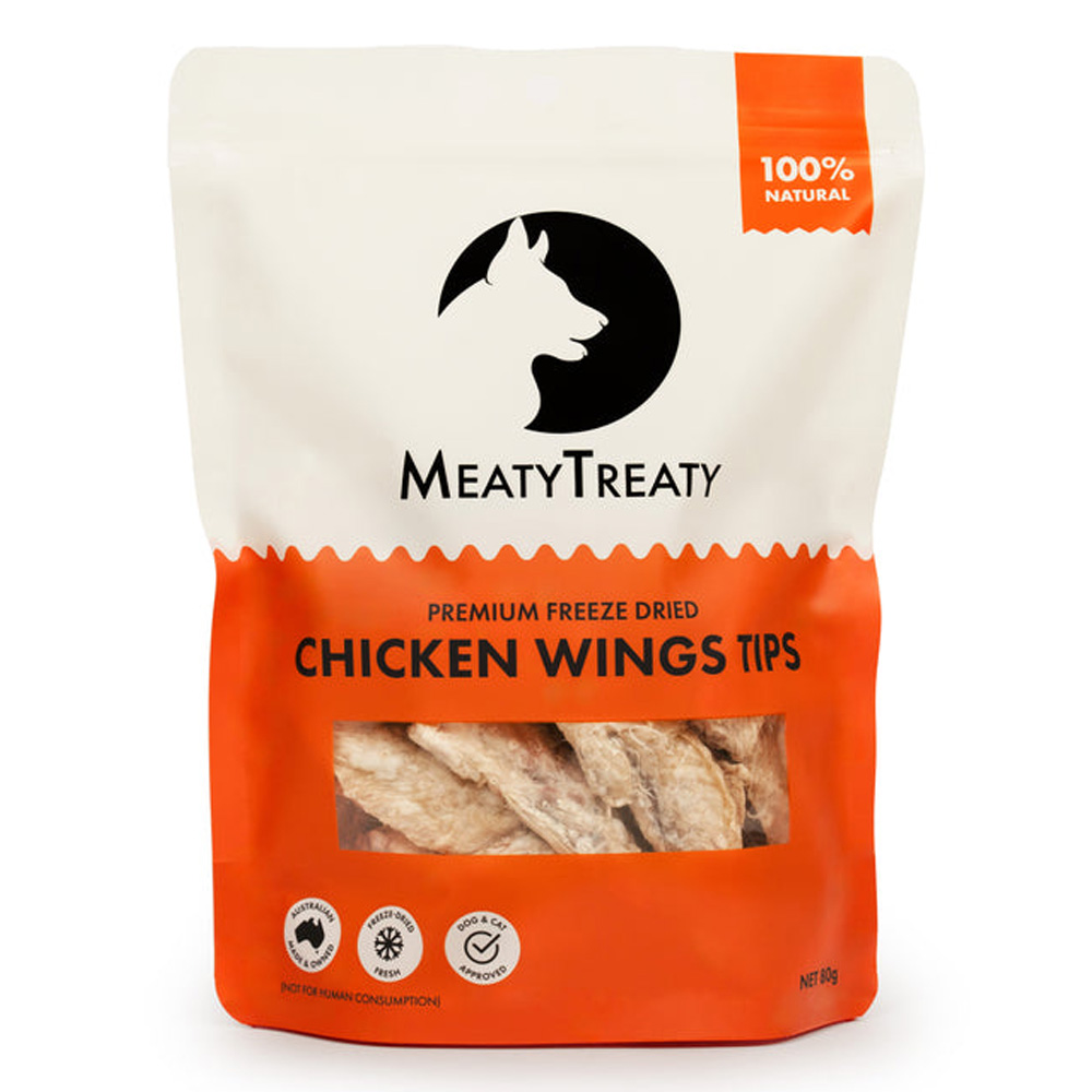 MeatyTreaty Premium Freeze Dried Chicken Wings Tips for Dogs