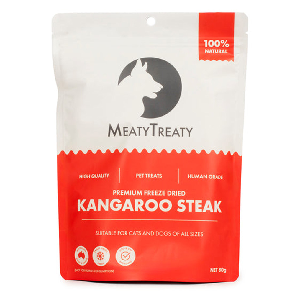 MeatyTreaty Premium Freeze Dried Kangaroo Steak for Cats and Dogs
