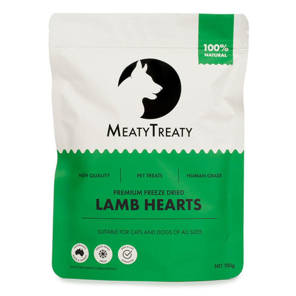 MeatyTreaty Premium Freeze Dried Lamb Hearts for Cats and Dogs