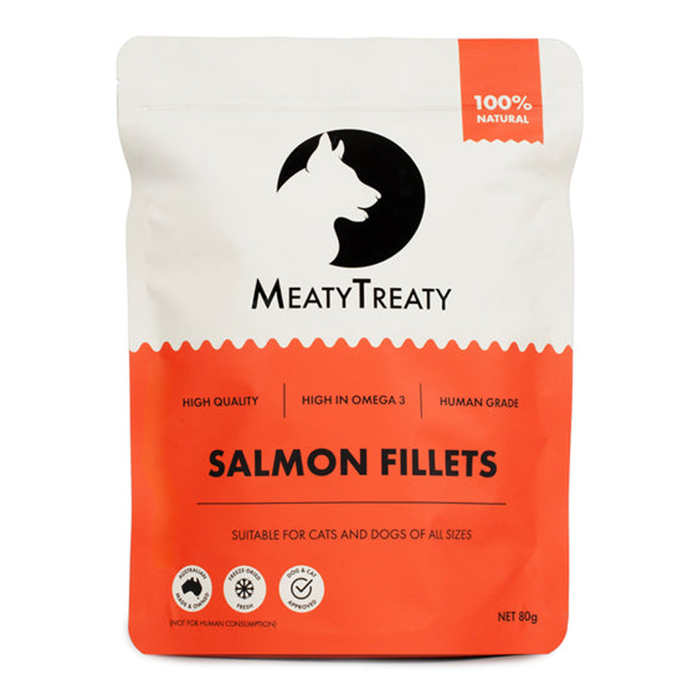 MeatyTreaty Premium Freeze Dried Salmon Fillets for Cats and Dogs