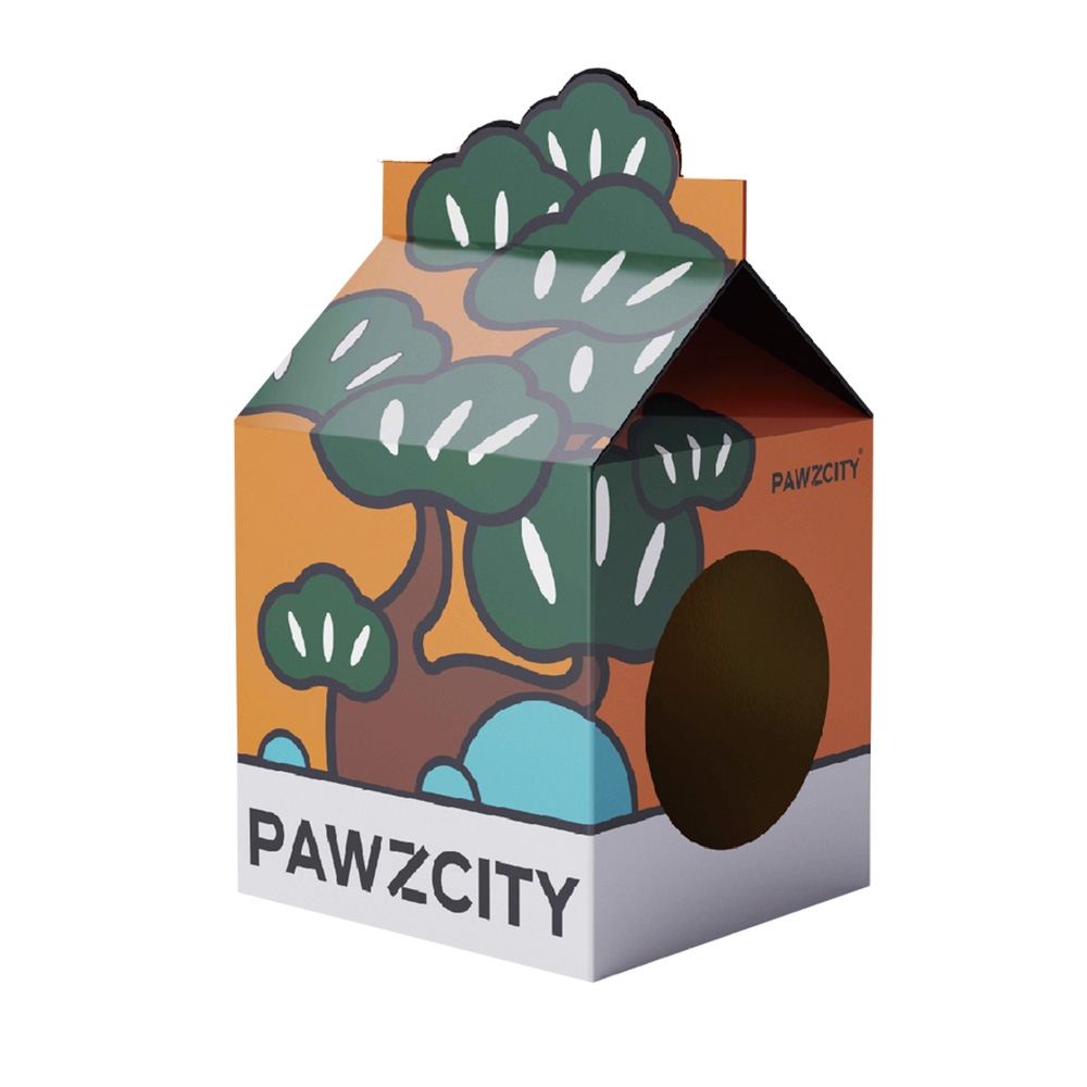Pawzcity Tetra-Pak Cat Scratcher House Pine